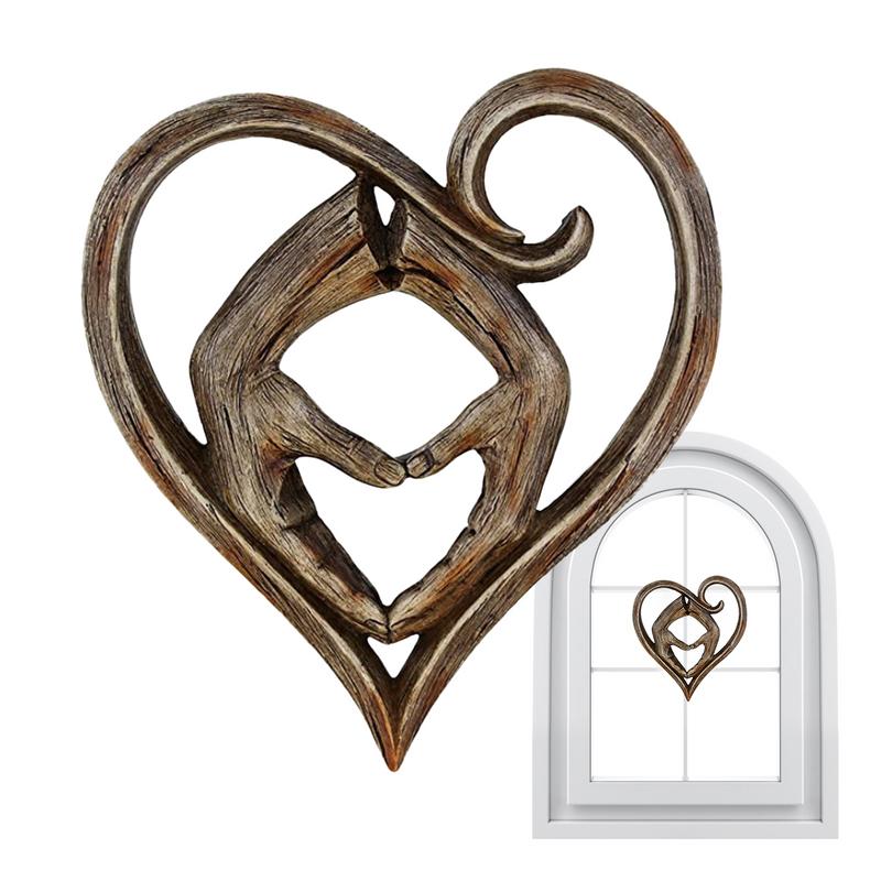 Art And Craft Valentine - งานประดับตกแต่งผนังวาเลนไทน์ งานศิลปะโรแมนติก รูปปั้นหัวใจจับมือ สำหรับตกแต่งบ้าน สำนักงาน ห้องนั่งเล่น
