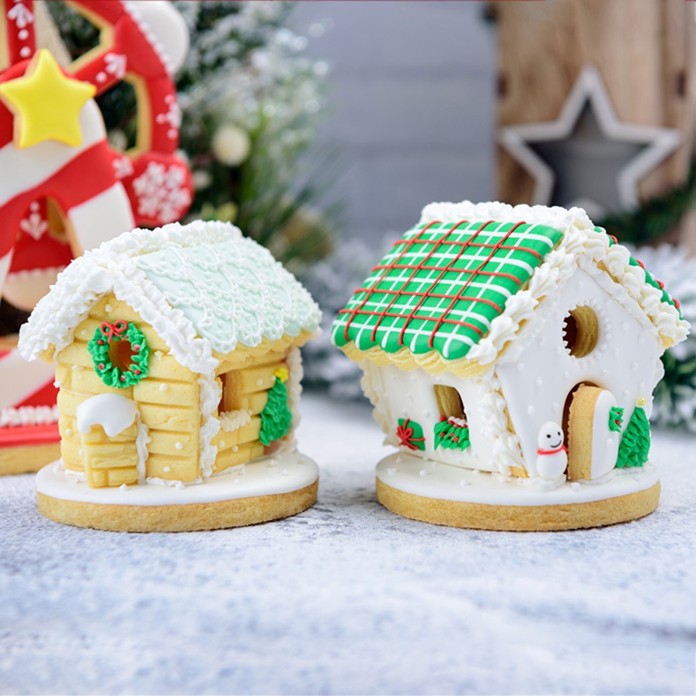 Art Craft Christmas - ชุดตัวตัดคุกกี้รูปบ้านขนมปังขิงขนาดเล็ก 6 ชิ้น แบบ 3 มิติ