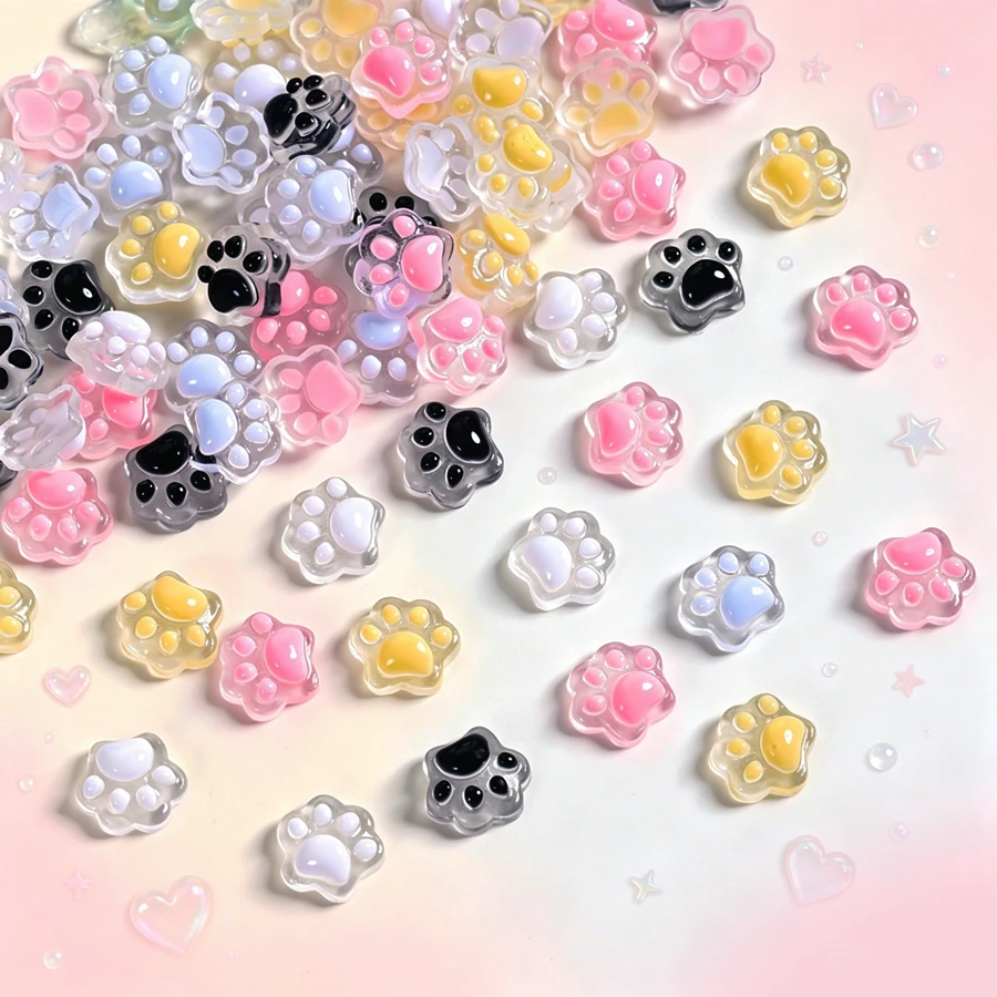 Art Craft Ladybug - ชาร์มตกแต่งเล็บเรซิ่นรูปอุ้งเท้าแมวน่ารัก แมลงเต่าทอง ผีเสื้อ 50 ชิ้น, อุปกรณ์ตกแต่งเล็บลายการ์ตูน