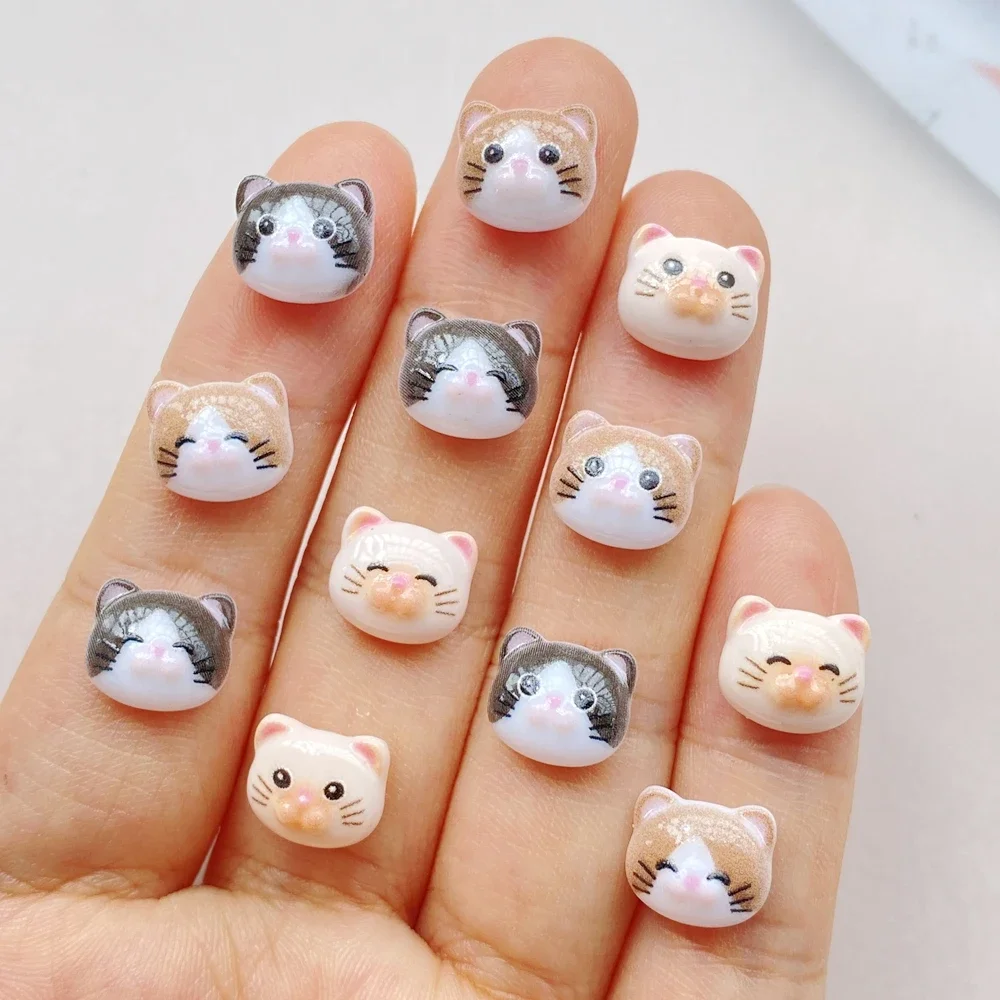Art Craft Cat - 50pcs เรซิ่นมินิการ์ตูนแมวที่มีสีสัน,หัวแมว Cracker ปลา Flatback Rhinestone