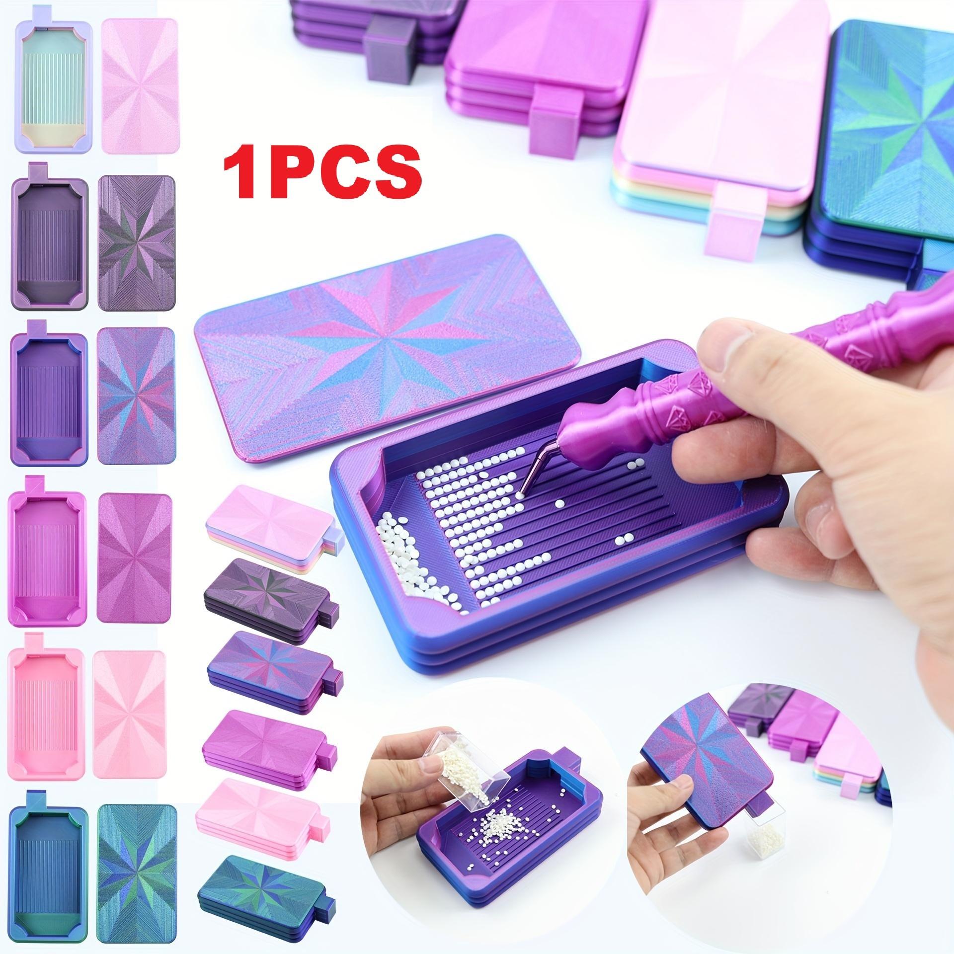 Diamond Painting Kit - ถาดใส่เพชรหลากสีแบบใหม่พร้อมฝาปิด 1 ชิ้น, ถาดเก็บเพชรพร้อมฝาปิด, อุปกรณ์และเครื่องมือสำหรับงานเพชรเพ้นท์, ถาดใส่เม็ดเพชรแบบเทง่าย