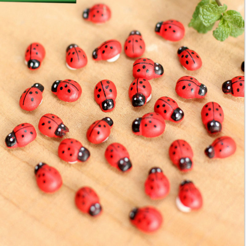 Art Craft Ladybug - แมลงเต่าทองติดตู้เย็นขนาดเล็ก 100 ชิ้น แบบมีกาวในตัว สำหรับงานฝีมือไม้ ตกแต่งบ้าน