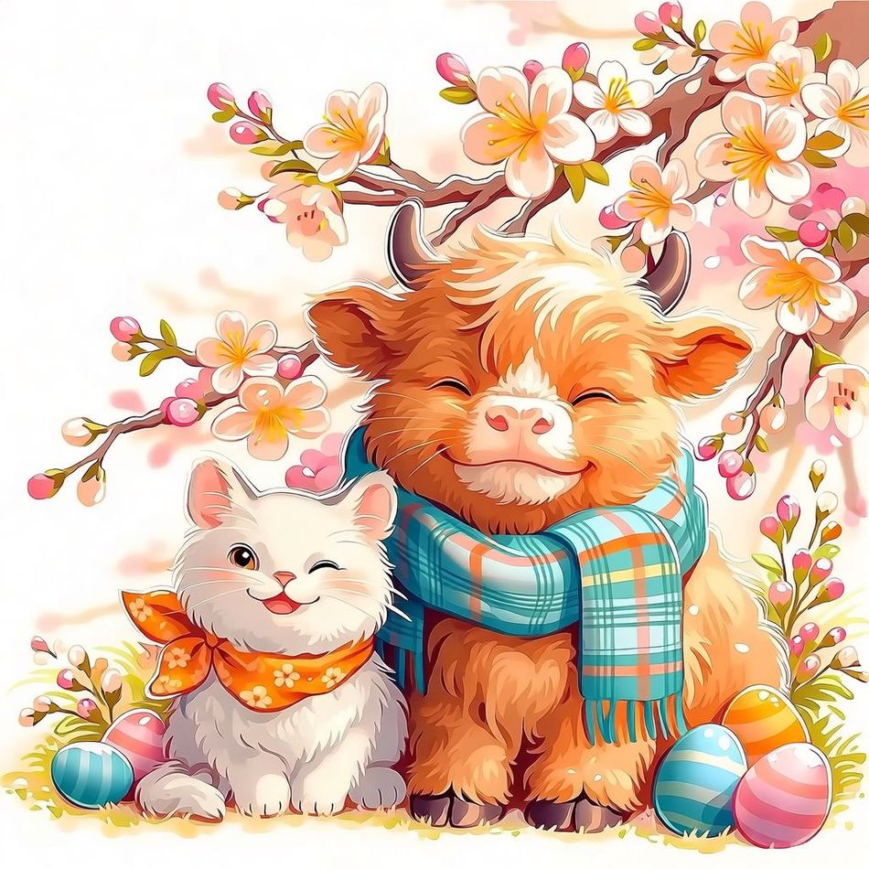 Art Craft Animals - GATYZTORY ชุดอุปกรณ์เพ้นท์เพชรแบบครบชุด ภาพวาดลายการ์ตูนสัตว์ วัว แมว งานฝีมือ
