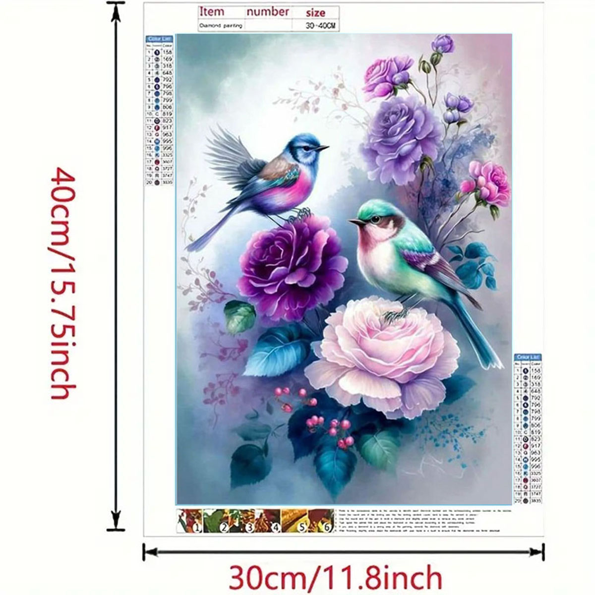 Art Craft Animals - ชุดภาพเพชรลายดอกไม้และเสียงนก 1 ชุด, งานศิลปะ DIY สำหรับผู้ใหญ่,