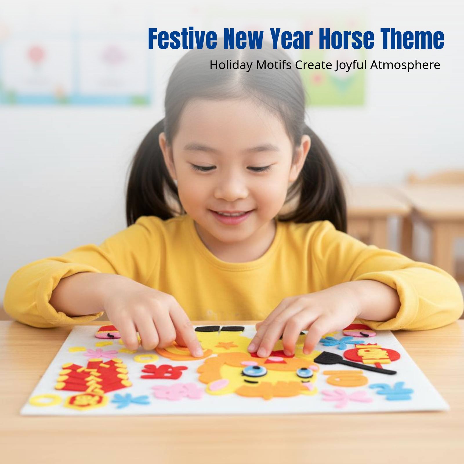 Art Craft New Year - สติกเกอร์ศิลปะผ้า DIY ปีใหม่ 2026 ชุดงานฝีมือสร้างสรรค์ ธีมปีม้า