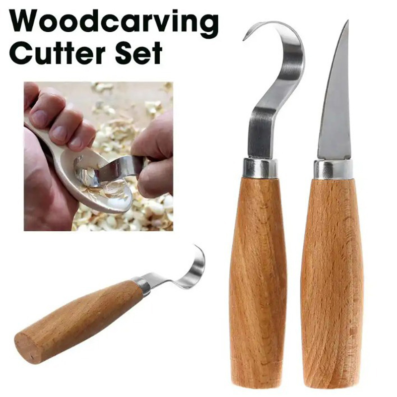 Art Craft Wood - มีดแกะสลักไม้ มีดแกะสลักแบบตะขอ เครื่องมือแกะสลักไม้ ช้อนแกะสลักไม้ตามหลักสรีรศาสตร์ ทนทาน ใช้งานได้หลากหลาย
