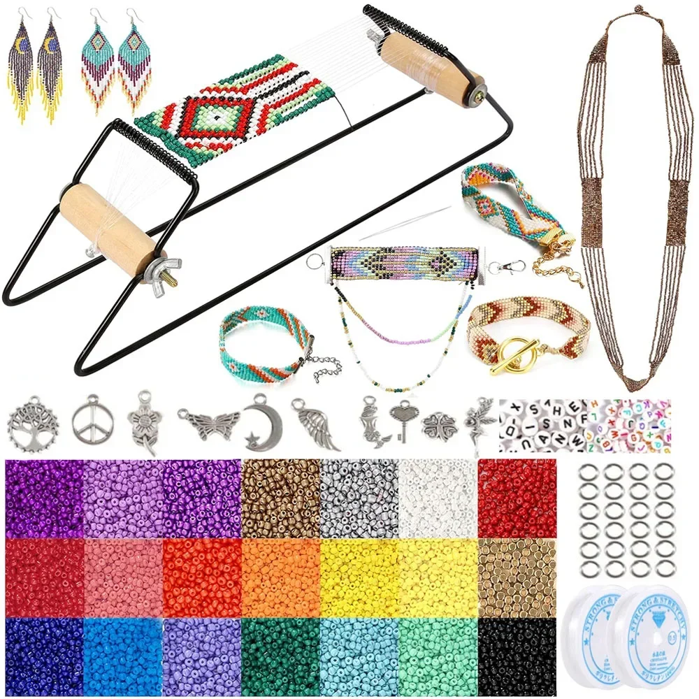 Loom Weaving Frame - สแตนเลสสตีลประดับด้วยลูกปัดเครื่อง DIY Beading Machine 48 Soft