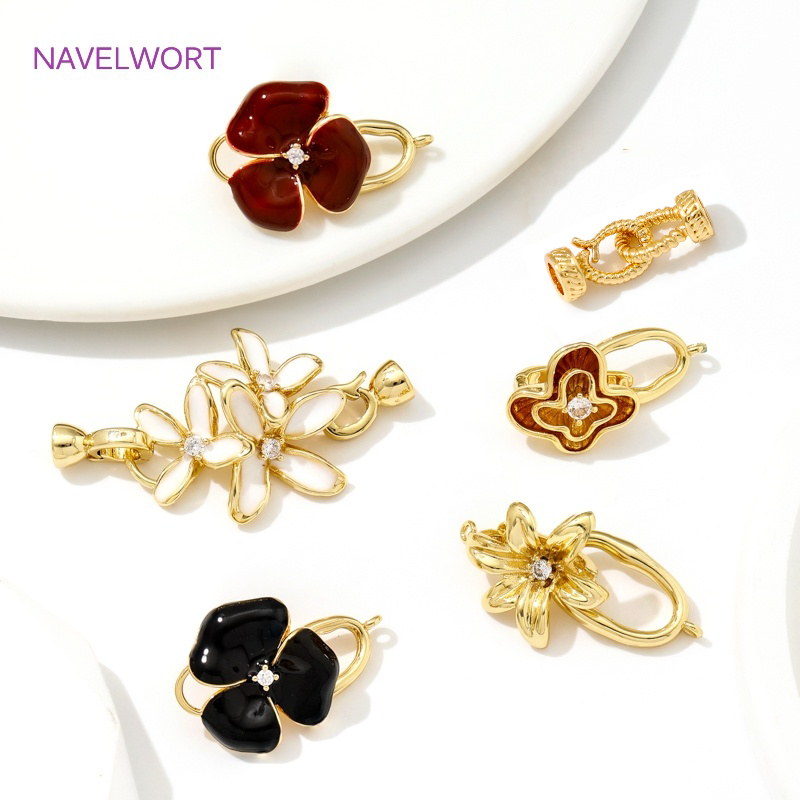 Art Craft Diy - หลายรูปแบบ 18K ทองชุบทองเหลือง Pearl Clasp Connector