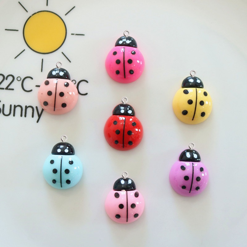 Art Craft Ladybug - จี้เรซิ่นรูปเต่าทองแบบแบน 10 ชิ้น สำหรับงานประดิษฐ์ DIY ตกแต่งต่างหู