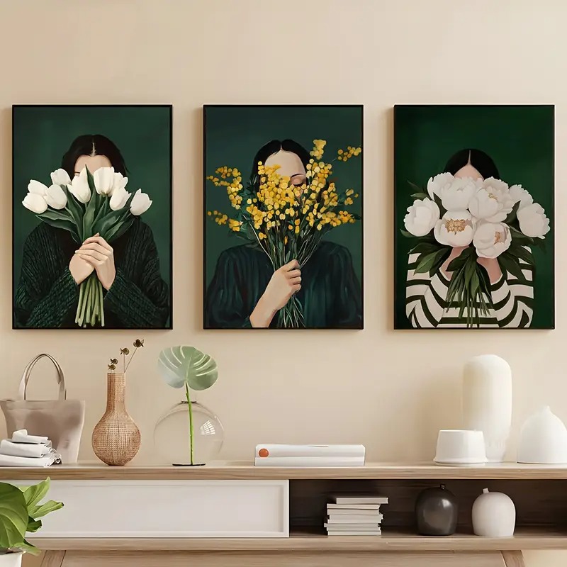 Art Craft Toys - สีเขียวบทคัดย่อตัวเลขผ้าใบพิมพ์ดอกไม้ผู้หญิง Minimalist Japandi ภาพหญิงโปสเตอร์ศิลปะสําหรับตกแต่งห้องนั่งเล่นที่ทันสมัย