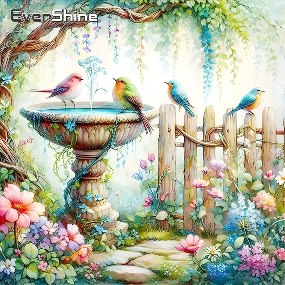 Art Craft Hobbies - Evershine ภูมิทัศน์เพชรโมเสคนกเหมาะสําหรับผู้เริ่มต้นภาพวาดดอกไม้สวนเต็มรูปแบบรอบศิลปะหัตถกรรมเด็กงานอดิเรก