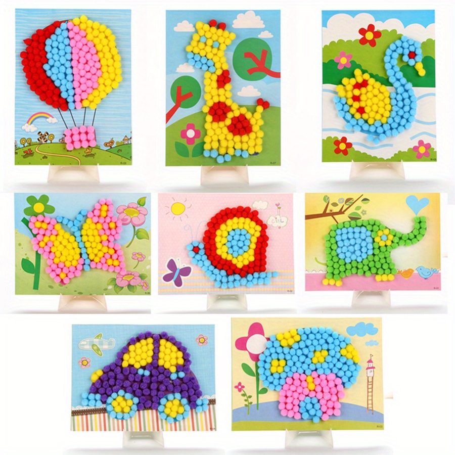 2pcs 16x21 ซม.สีสัน Pom-Pom ภา - Art Craft Animals บทวิจารณ์และราคา