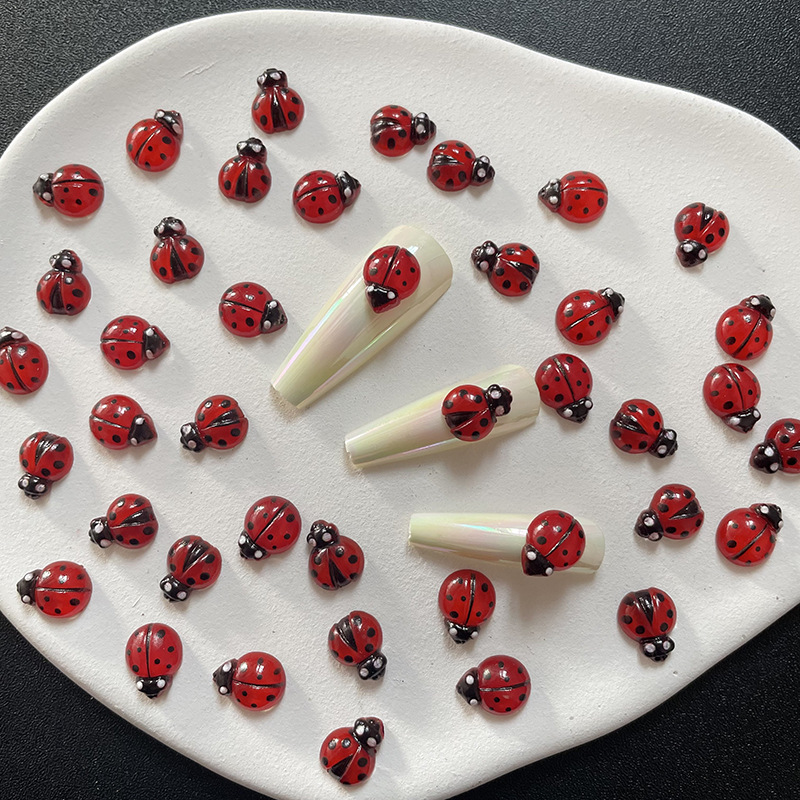 50 ชิ้น 3D เรซิ่นสีแดง Ladybug - Art Craft Ladybug บทวิจารณ์และราคา