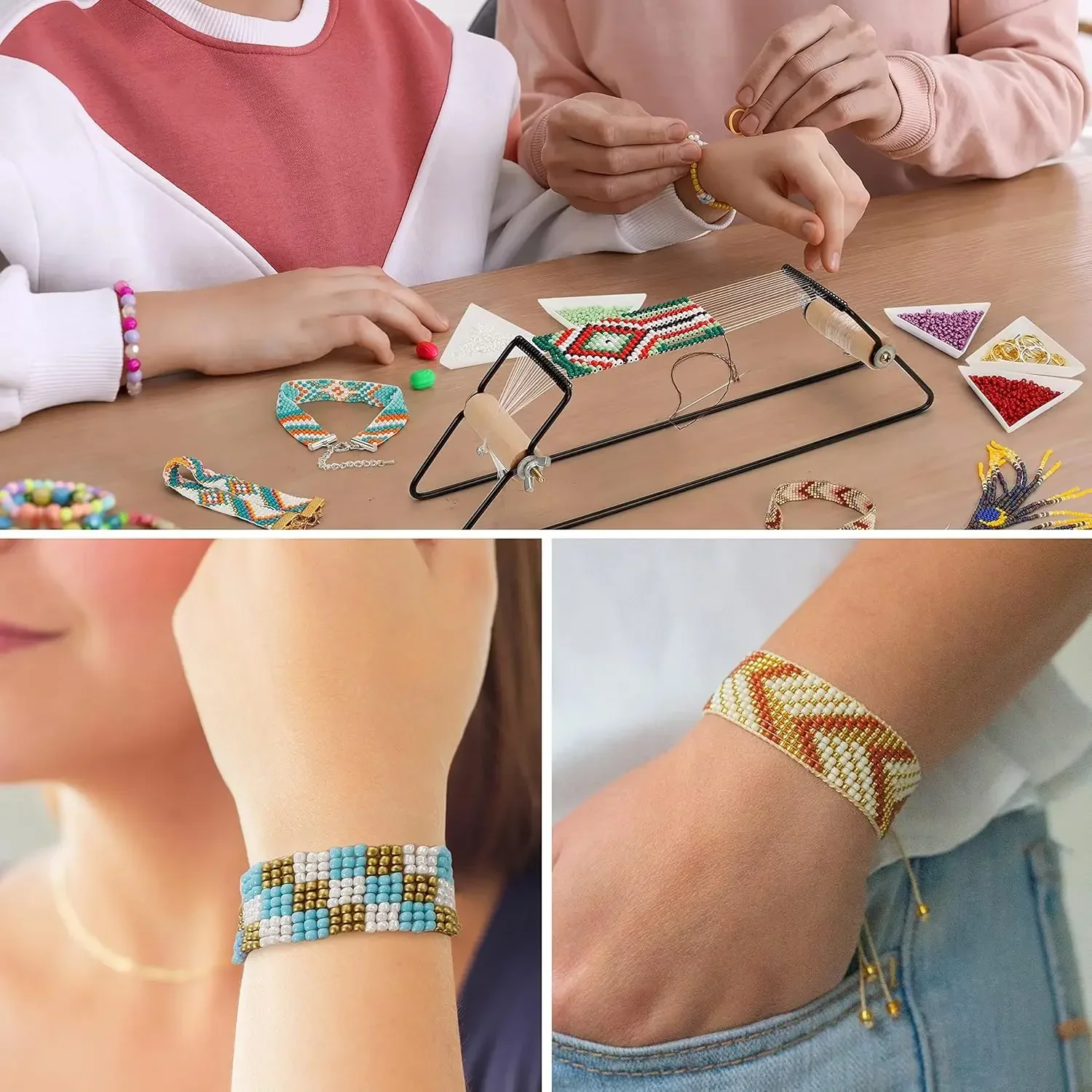 สแตนเลสสตีลประดับด้วยลูกปัดเคร - Loom Weaving Frame บทวิจารณ์และราคา