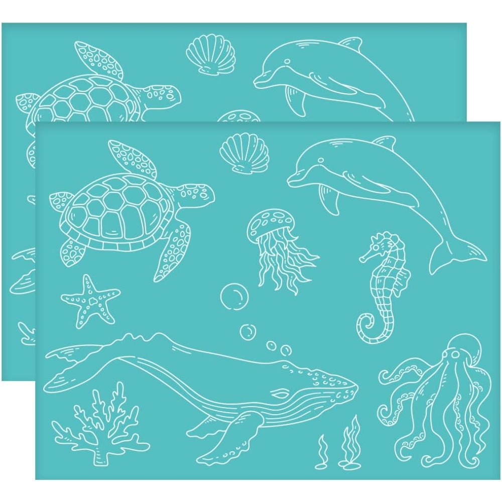 2 ชิ้น 11x8.6 นิ้วสัตว์ทะเล Se - Silk Screen Printing บทวิจารณ์และราคา