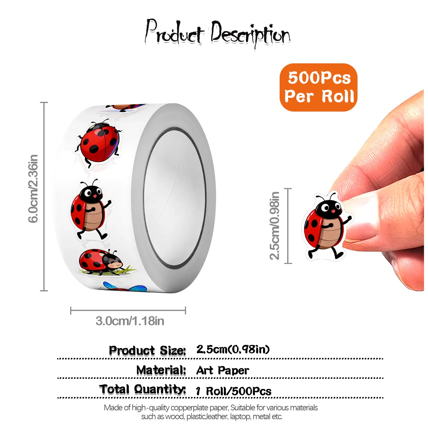 1 ม้วน (500 ชิ้น) 10 สติกเกอร์ - Art Craft Ladybug บทวิจารณ์และราคา
